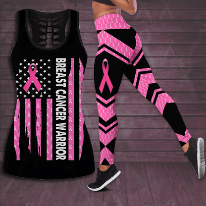 Breast Cancer Warrior Hollow Tank Top & Leggings Set TH1315