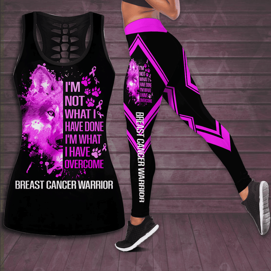 Breast Cancer Awareness 'I'm Not What I Have Done I'm What I Have Overcome' Hollow Tank Top & Leggings Set QUY4917