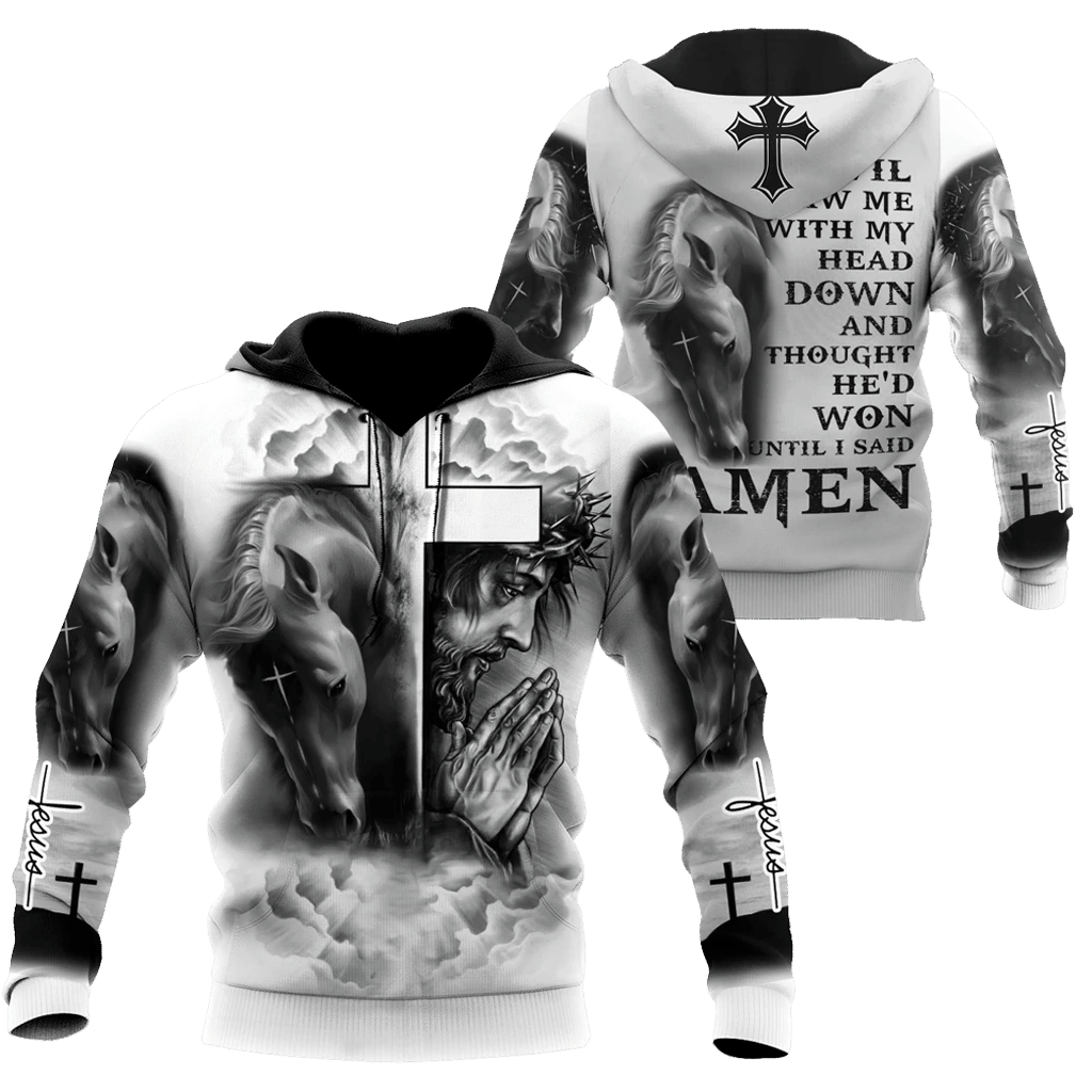 Horse And Jesus 3D All Over Printed Shirts For Men And Women TN