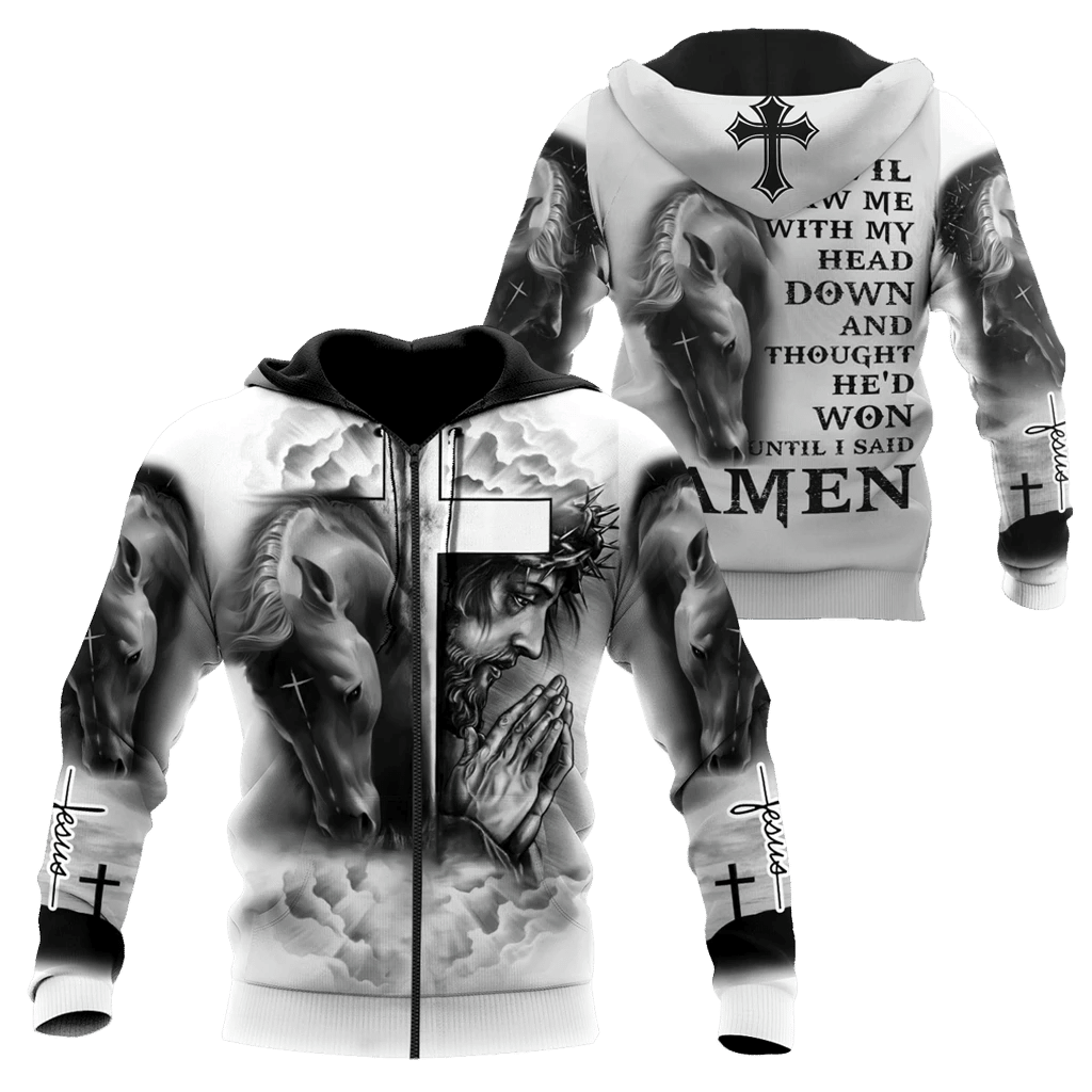 Horse And Jesus 3D All Over Printed Shirts For Men And Women TN