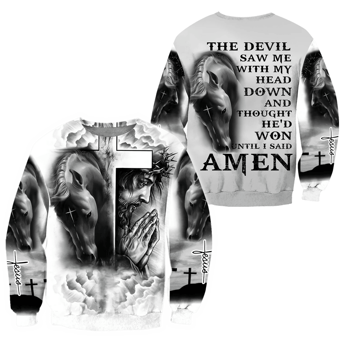 Horse And Jesus 3D All Over Printed Shirts For Men And Women TN