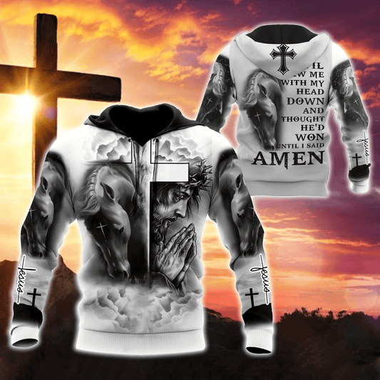 Horse And Jesus 3D All Over Printed Shirts For Men And Women TN