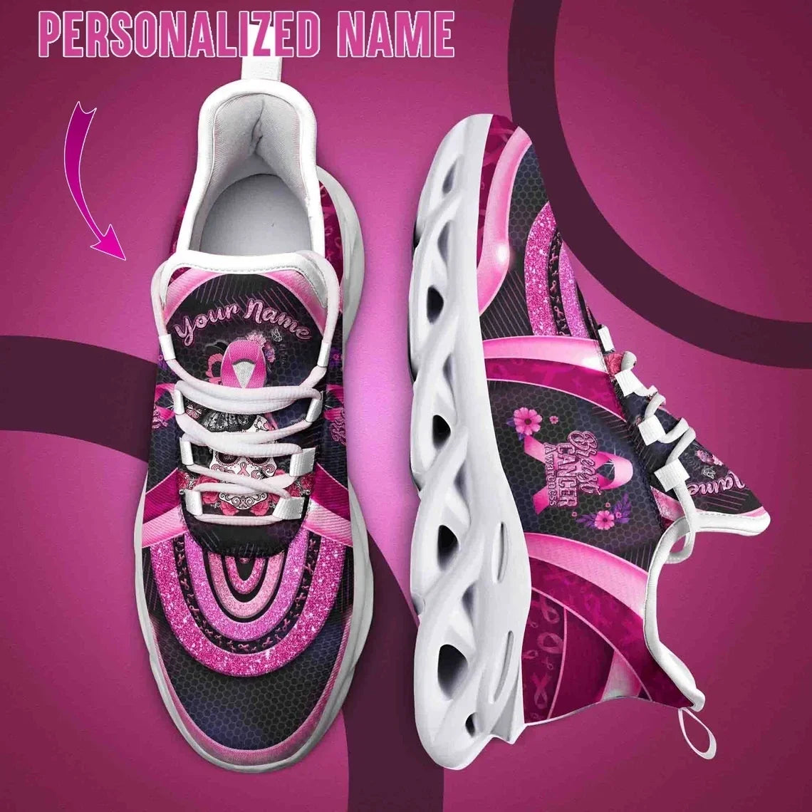 Personalized Name Breast Cancer Fighter Custom Sneakers